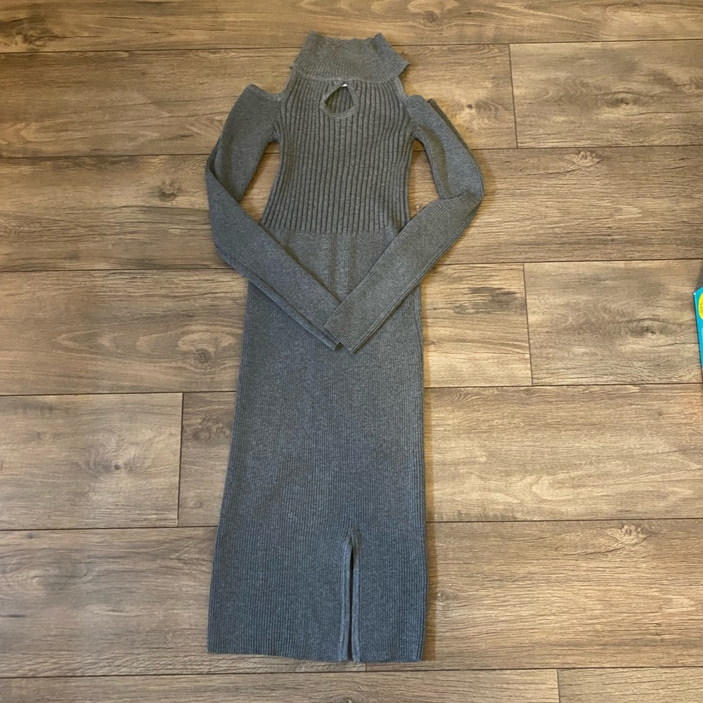 Cold shoulder sweater dress